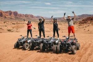 Group ATV rental adventure in Utah sand dunes with friends and family